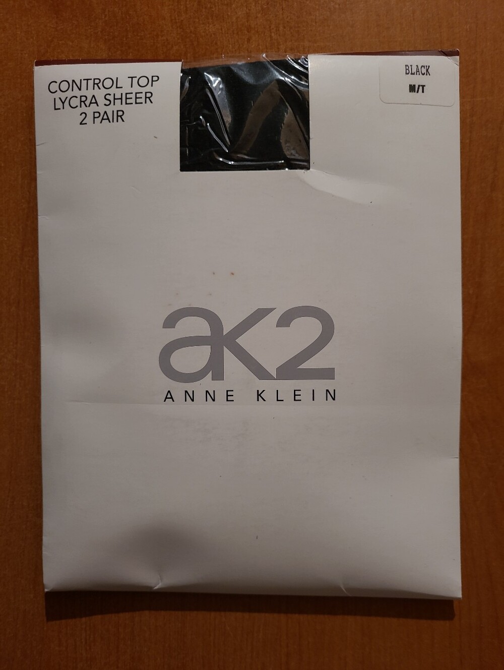 Anne Klein AK2 Control Top Lycra Sheer 2-Pair - Black NWT Size M/T